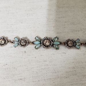 Pink/blue and brass bracelet